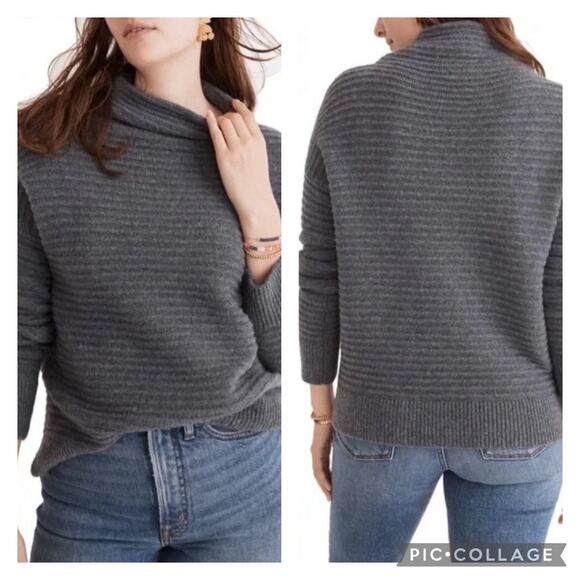 Madewell Sweaters - Madewell Gray Belmont Mock Neck Sweater Ribbed Size Large